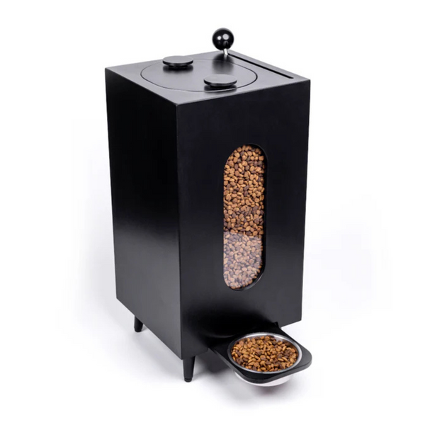 Houten & RVS dispenser + 2 gratis voerbakken